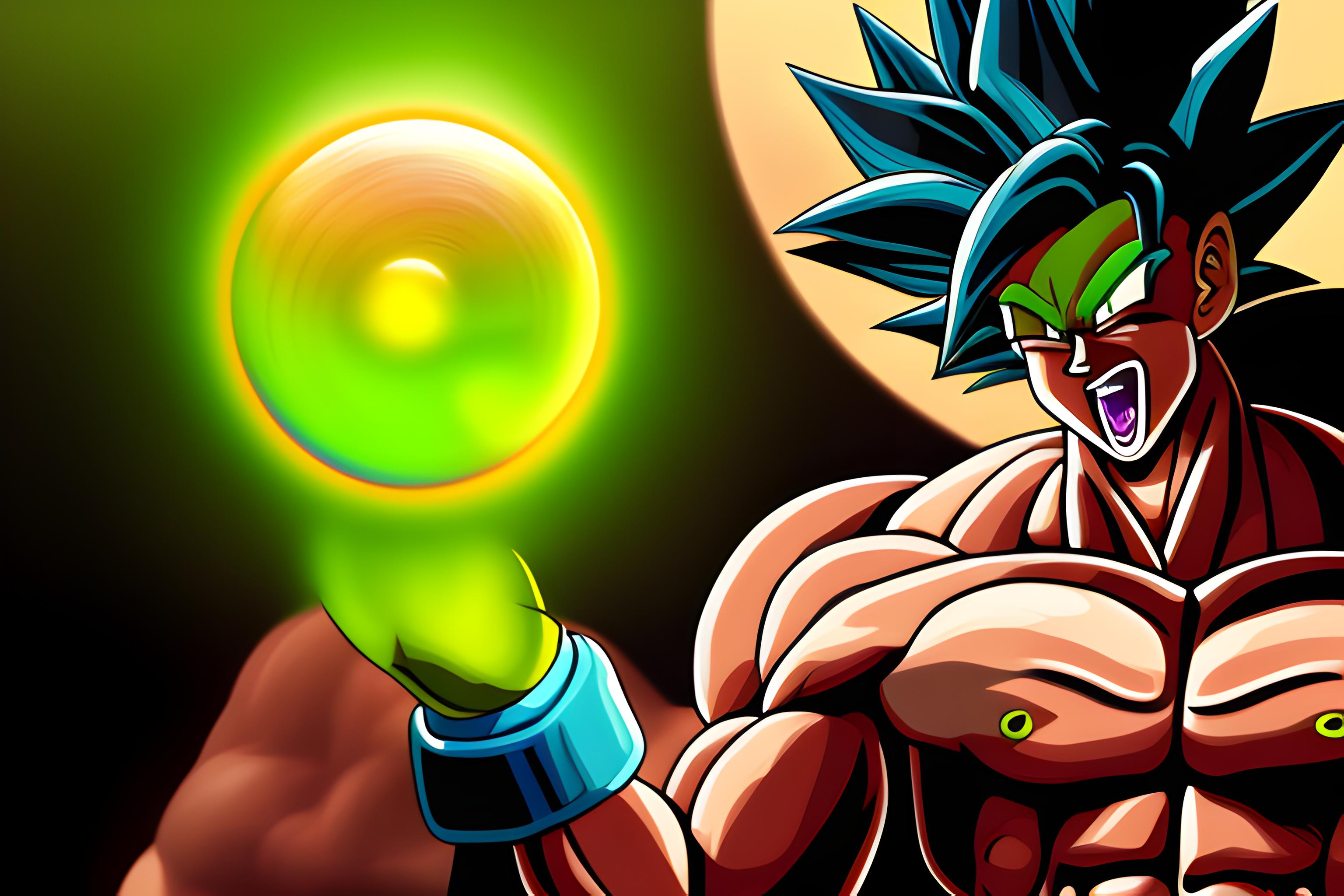 je veut que tu me creer broly  dans dragon ballz en mode super kamehamea mes tres realiste